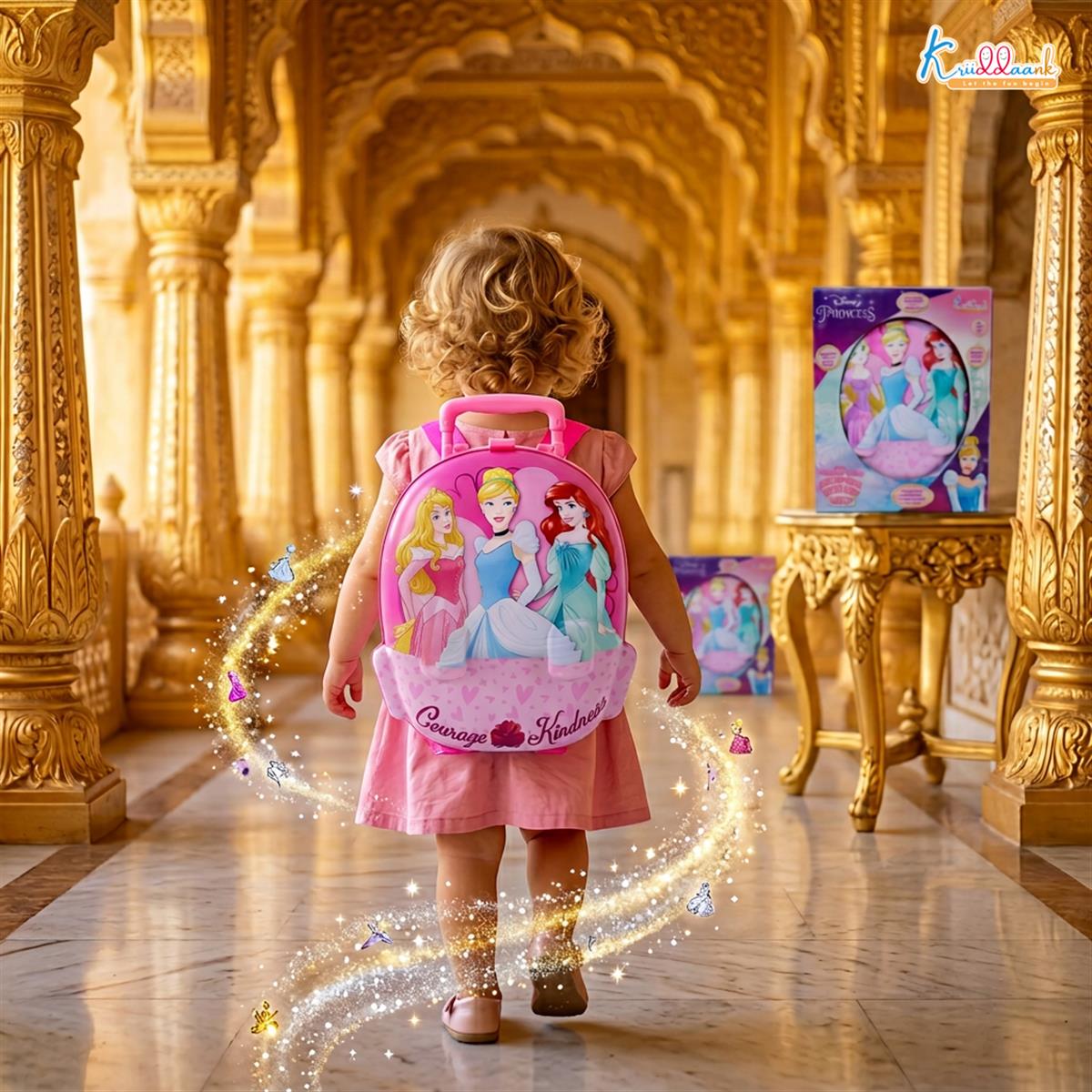 Disney Princess Backpack Kitchen Gift Set for Kids - 21 Pcs Pretend Play Cooking Toy with Music, 2-in-1 Portable Backpack Kitchen Set for Girls, Includes Accessories, Pink, Ages 3+