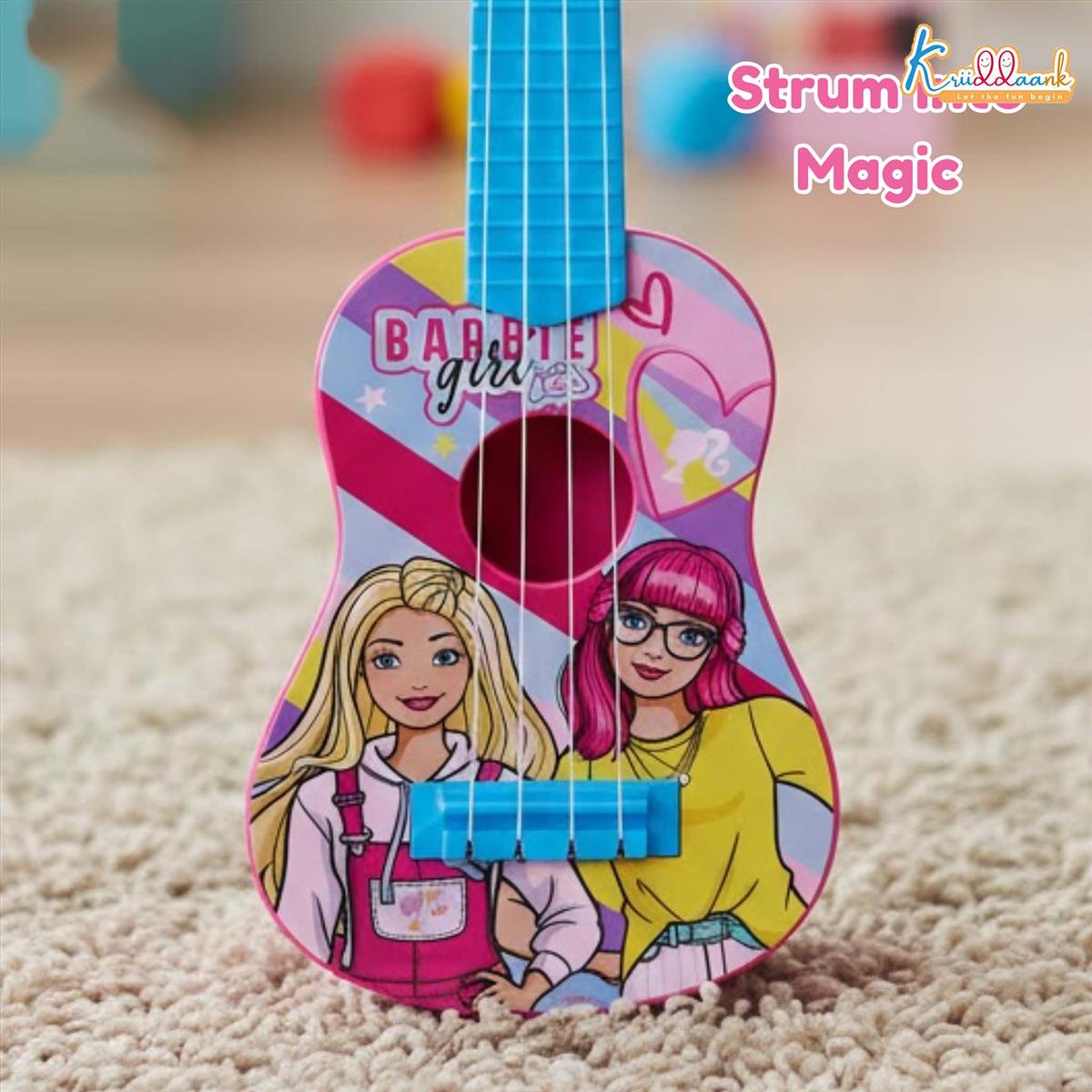 Mattel Barbie Theme Big Guitar Toy for Kids - Pink Musical Instrument for Girls Age 3+ | Interactive Sound & Educational Play | Lightweight & Safe Design | Perfect Birthday Gift for Kids