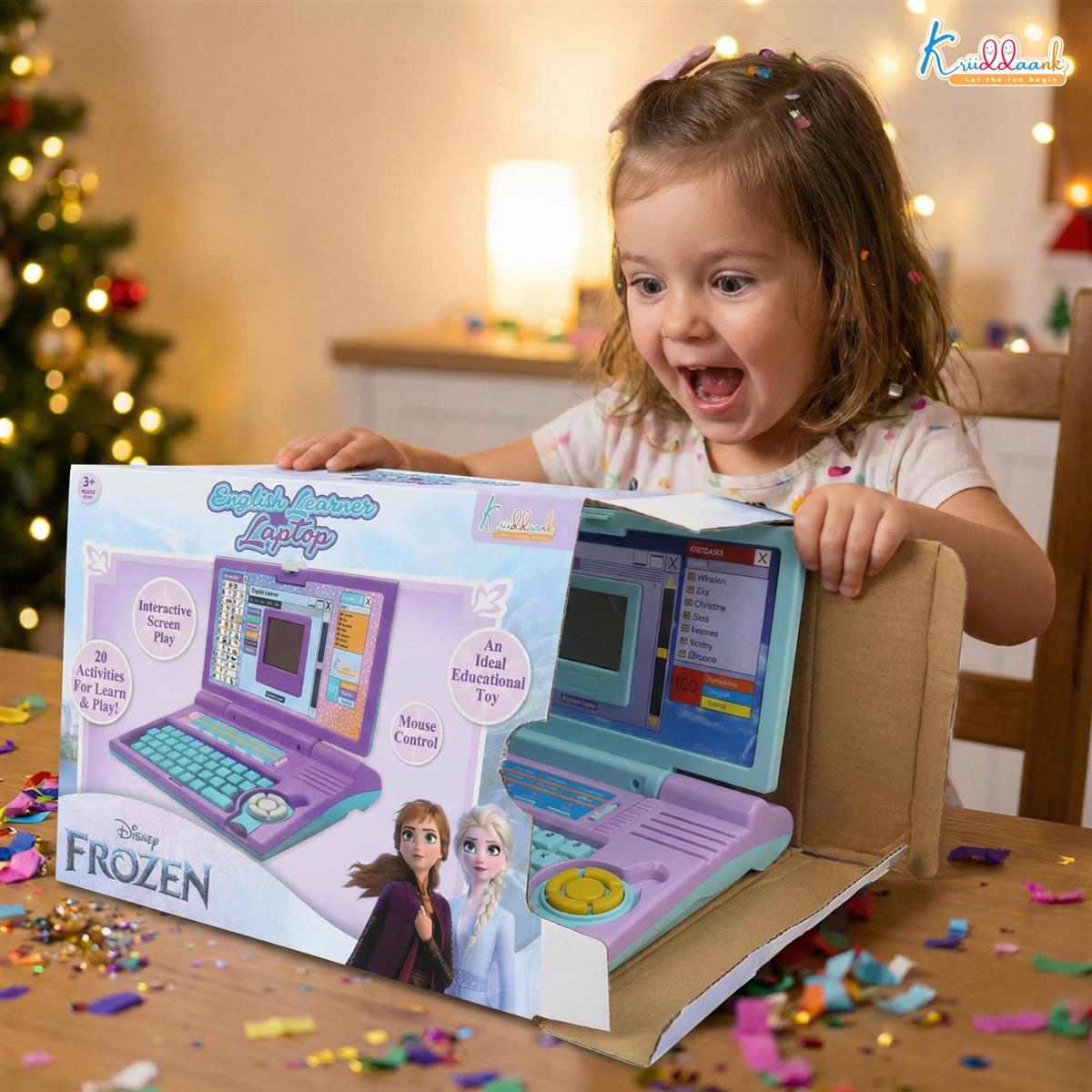Frozen Educational Laptop for Kids - Interactive Learning Toy for Girls Age 3+ with 20 Activities, Mouse Control, Learn Alphabet, Numbers, Words, Games, Music & Logic - Turquoise Blue