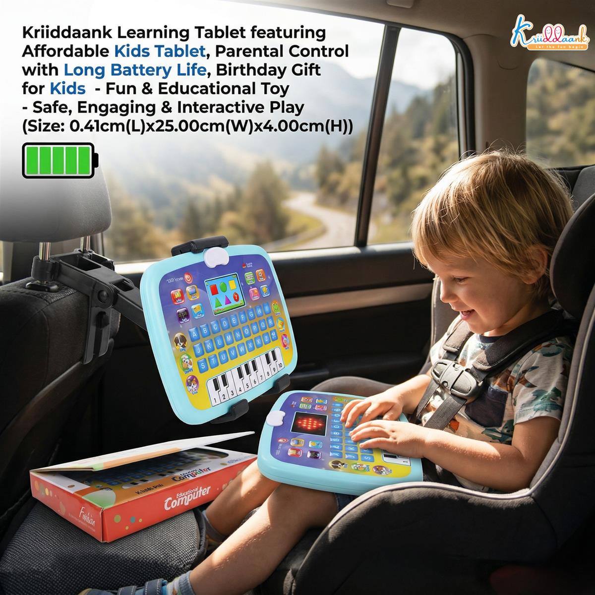 Kriiddaank Kids Learning Tablet - Educational Toy for 3+ Years with Quiz Mode, Alphabet & Number Learning, Piano Keys & Music - Interactive Birthday Gift for Boys & Girls, Multicolor