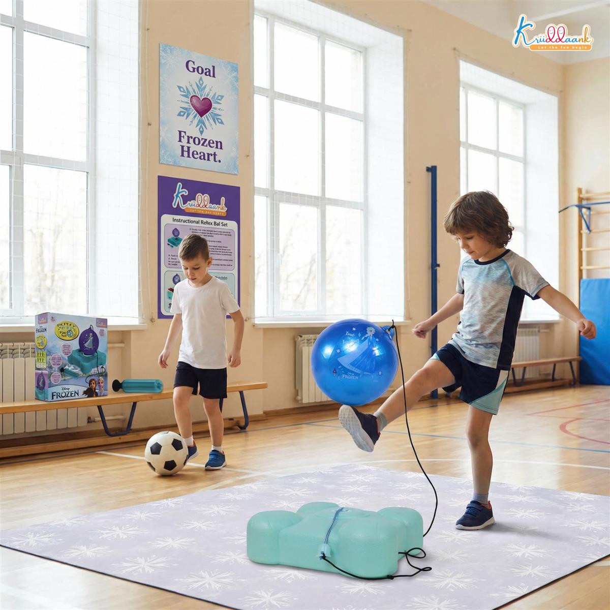 Disney Frozen Reflex Soccer Ball Training Kit for Kids - Indoor & Outdoor Solo Football Trainer with Recoil Action - Portable & Compact Soccer Practice Set for Boys & Girls Ages 3+