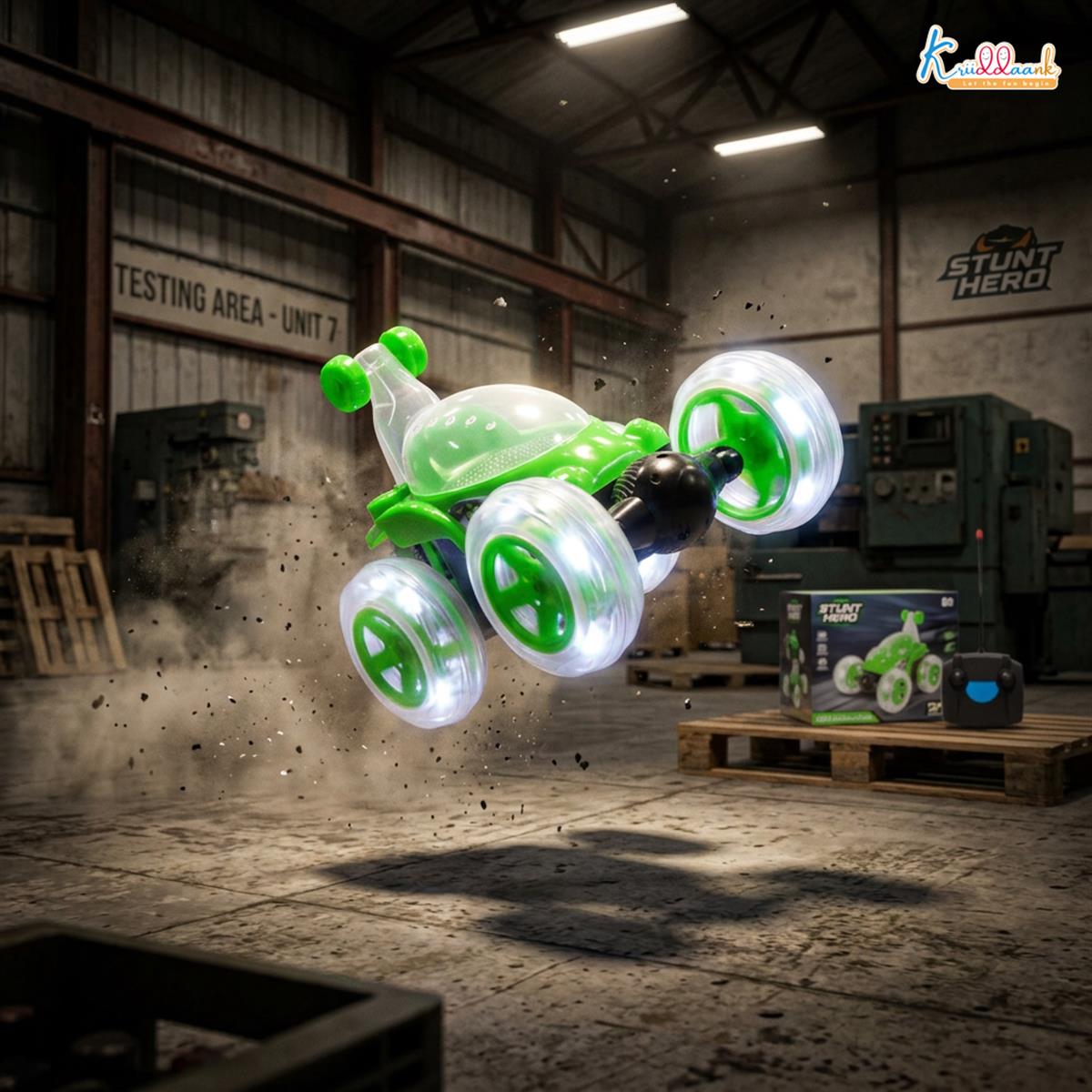 Kriiddaank Double-Sided RC Stunt Car - 360Â° Spin High-Speed Off-Road Monster Truck for Boys - Musical & Light-Up Remote Control Toy Car, Rechargeable Battery, Durable Diecast Build (Multicolor)