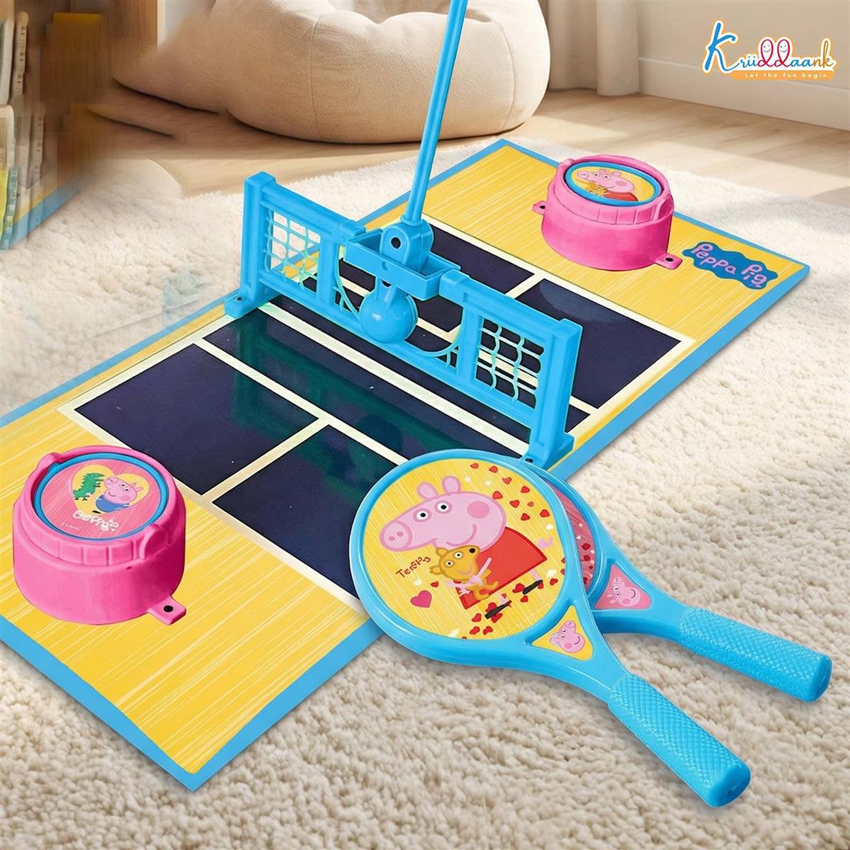 Kriiddaank Peppa Tennis Smash Tabletop Table Tennis Game for Kids - 2-Player Interactive Ping Pong Toy Set with Spring Launcher & Paddles - Active Indoor Fun, Birthday Gift for Boys & Girls 3+