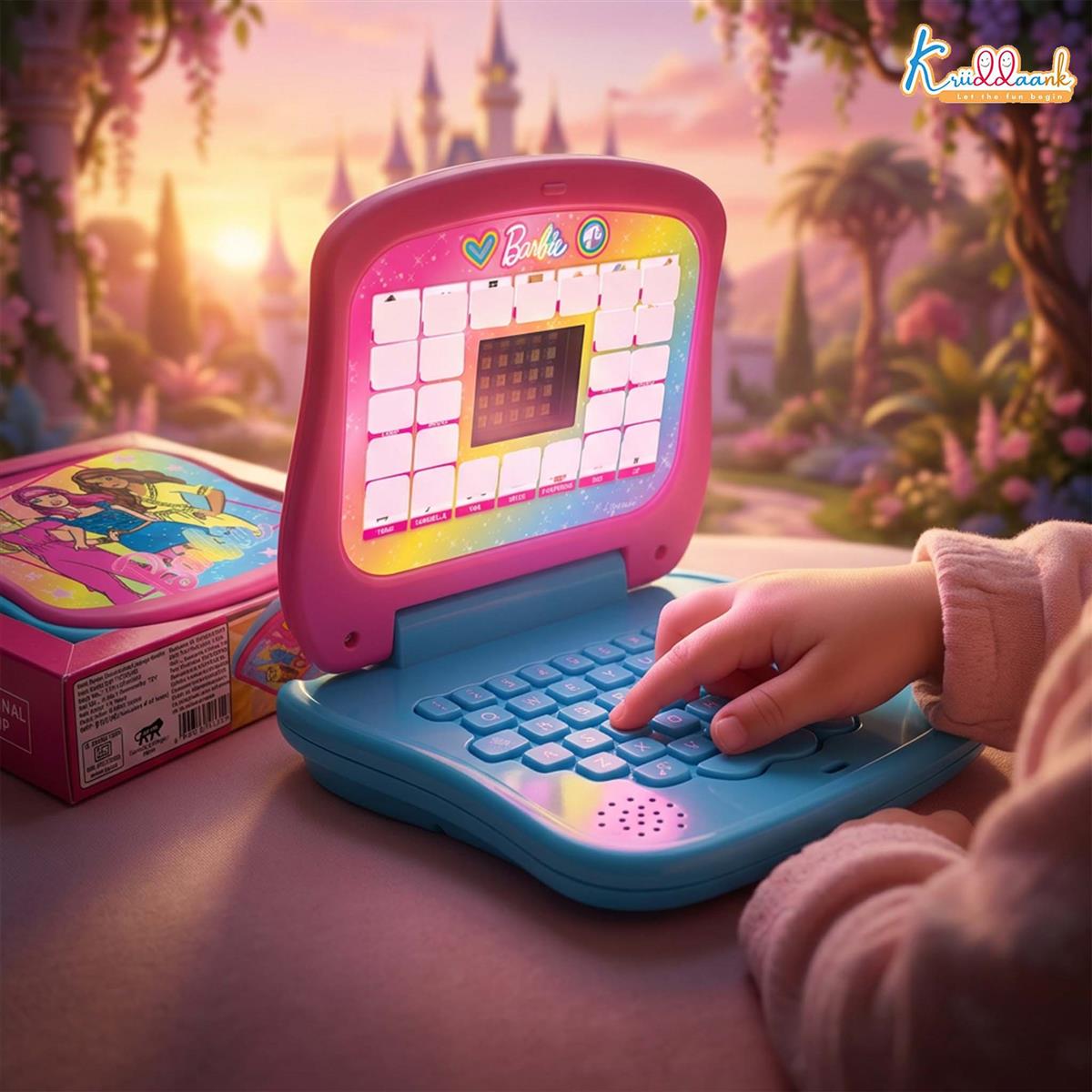 Barbie Educational Laptop with Screen for Kids - Interactive ABC & 123 Learning Toy for Preschoolers - Pink Electronic Learning Computer for Girls 3+ Years - Early Development & Fine Motor Skills