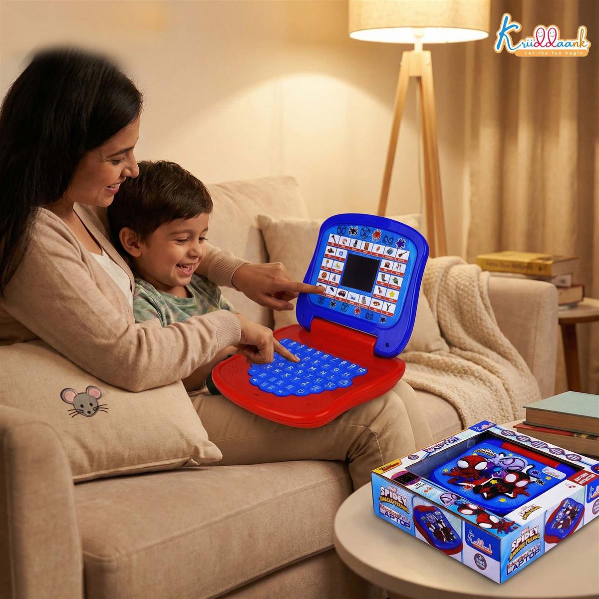Spiderman Educational Learning Laptop Toy for Kids with LED Display & Music, Preschool Computer for Boys & Girls 3+ Years, ABC Alphabet & Number Learning, Blue & Red