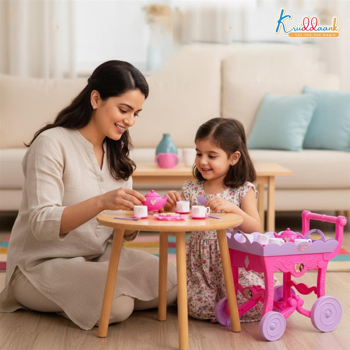 Barbie 32 Pieces Tea Set Trolley for Kids 3Y+ with Music and Sounds, Pink Pretend Play Kitchen Toy Set, Safe & Non-Toxic Musical Tea Party Playset, Ideal Birthday Gift for Girls