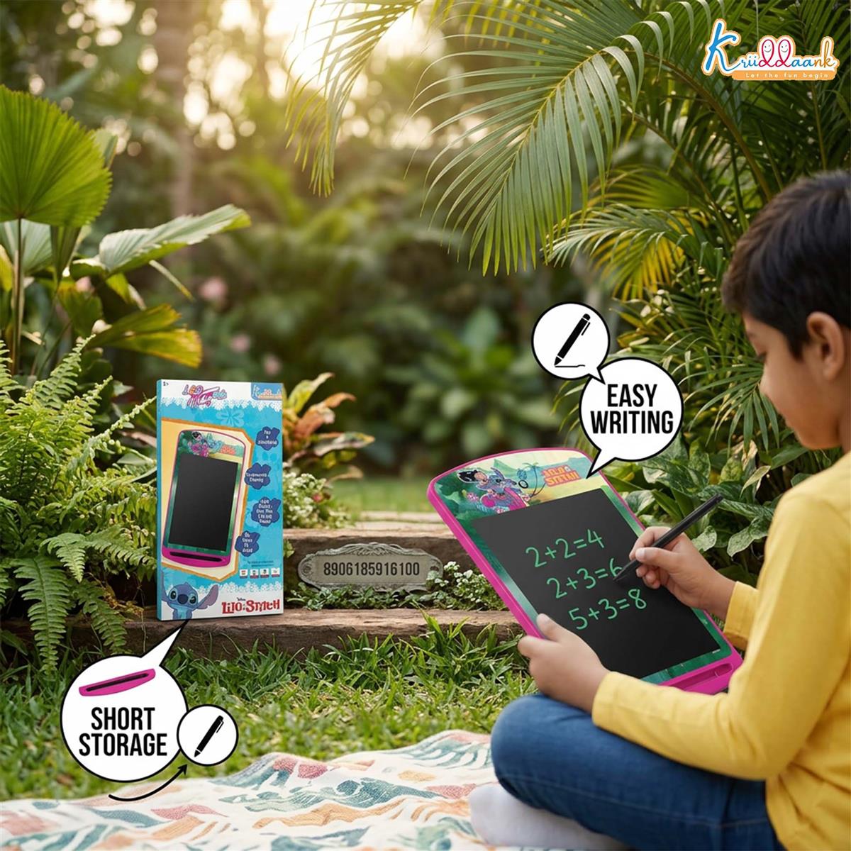 Kriiddaank Stitch LCD Writing Tablet 10.5 Inch Electronic Drawing Pad & Rewritable Doodle Board for Kids, Portable Toddler Travel Slate, Birthday Gift for Boys & Girls 3-9 Years (Stitch Blue Theme)