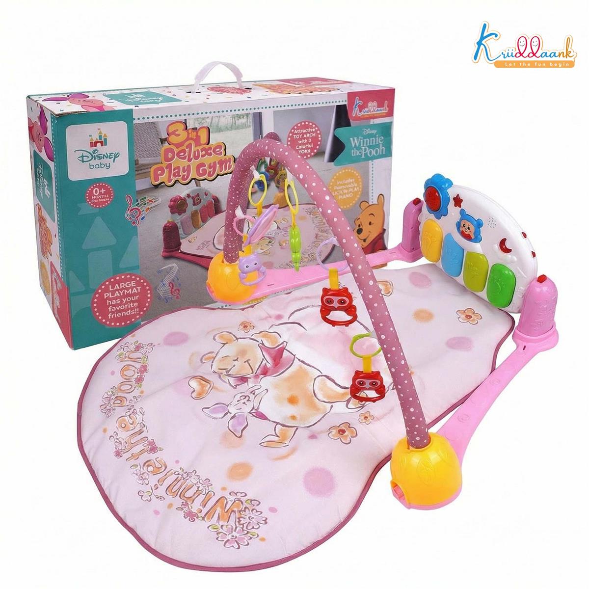 Winnie The Pooh Baby Gym - Activity Musical Mat with Kick & Play Piano, Ultra-Comfort Cushioned Playmat, Rattle & Teether Toys for Infants & Toddlers, Light & Sound Educational Toy