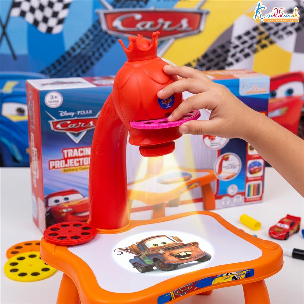 Kriiddaank Pixar Cars Tracing Projector Set for Kids - Trace & Draw Art Activity Set with 24 Patterns, Adjustable Focus & 3 Slides - Educational Sketching Toy & Creative Gift for Boys & Girls 3+