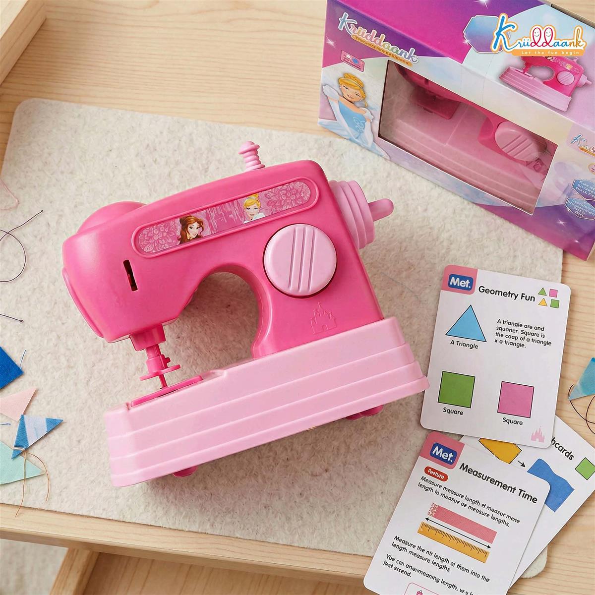 Kriiddaank Disney Princess Theme Sewing Machine Toy for Kids, Battery Operated Educational Pretend Play Household Toy with Interactive Buttons, Pink, Age 3+ Years