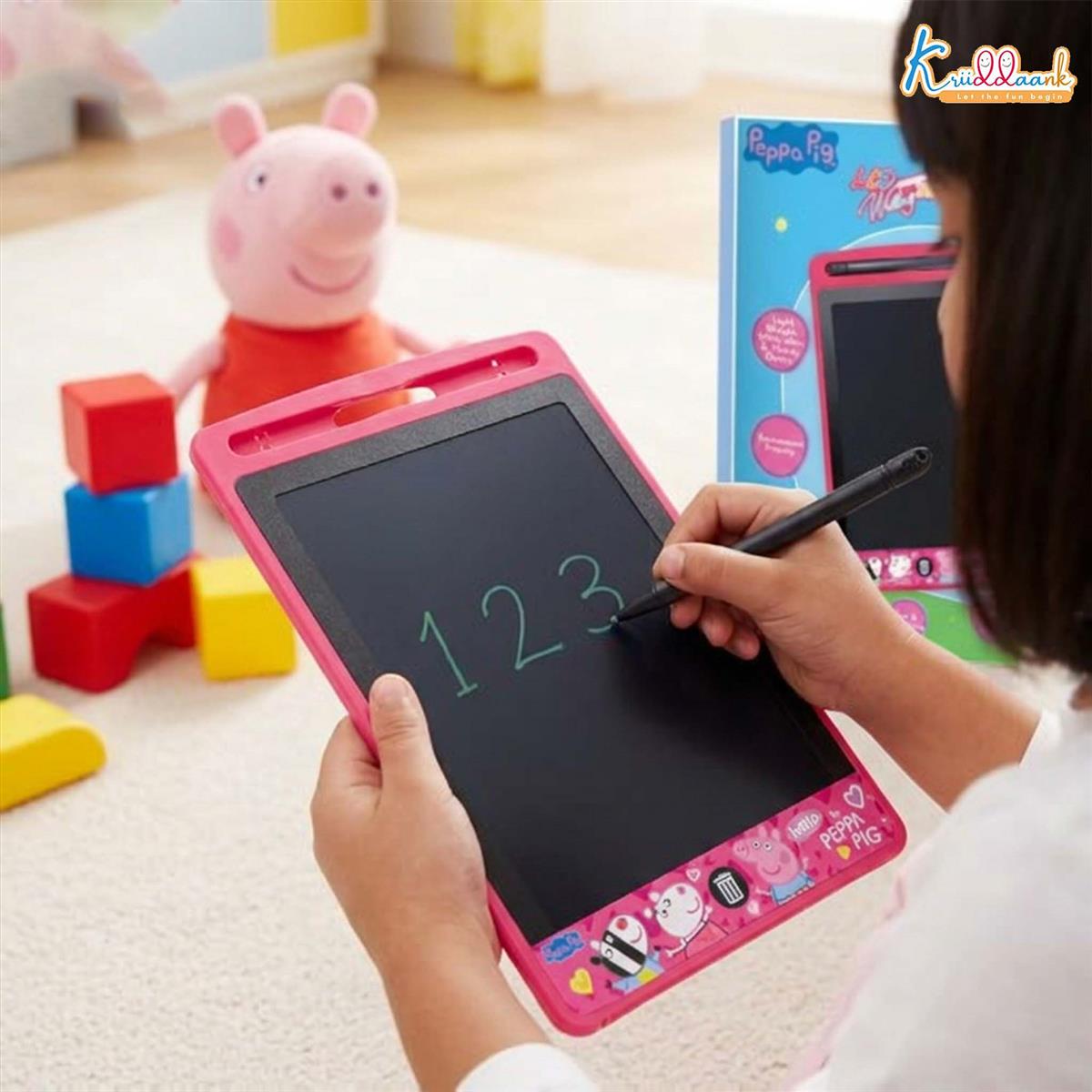 Kriiddaank Peppa Pig Theme 8.5 Inch LCD Writing Tablet for Kids, Electronic Drawing Pad & Rewritable Doodle Board, Travel Slate Birthday Gift for Boys & Girls Aged 3 4 5 6 7 8 9 Years, Pink