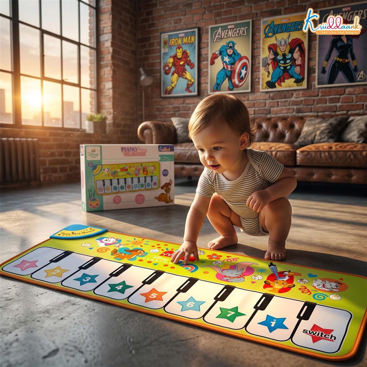 Kriiddaank Piano Music Play Mat for Kids - Classical Interactive Musical Floor Mat for Sensory Development & Learning - Large 108cm Touch Sensitive Toy for Boys & Girls 3+ Years (Multicolor)