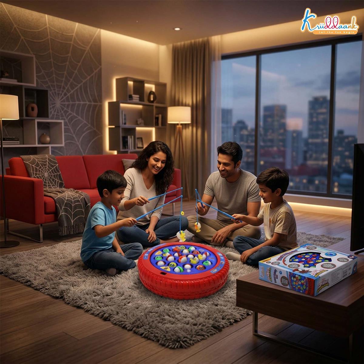 Spiderman Musical Rotating Fishing Game for Kids - Underwater Adventure Theme | Battery Operated Interactive Toy with 21 Fishes & 4 Poles | Fun Educational Game for Boys & Girls Age 3+ Years