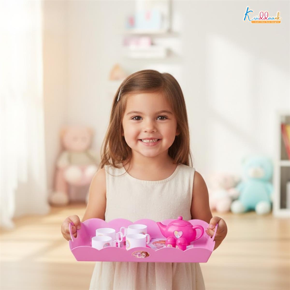 Disney Princess Musical Tea Trolley Set for Kids - 32 Pcs Pink Pretend Play Tea Party Cart with Interactive Sound Effects - Ideal Birthday Gift for Toddlers and Girls Aged 3+ Years
