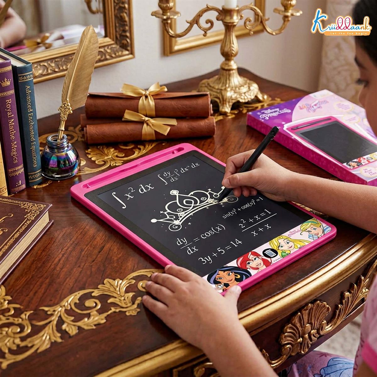 Kriiddaank Princess LCD Writing Tablet, 8.5 Inch Electronic Drawing Pad for Kids, Reusable Doodle Board & Magic Slate, Toddler Travel Toy & Birthday Gift for 3-12 Year Old Girls, Pink