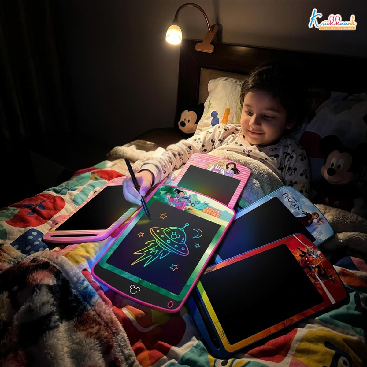 Kriiddaank Pack of 4 LCD Writing Tablet Doodle Board for Kids - 8.5 Inch Colorful Electronic Drawing Pad, Educational Learning Toy with Lock Function & One-Tap Erase, Kids Birthday Gifts (Multicolor)
