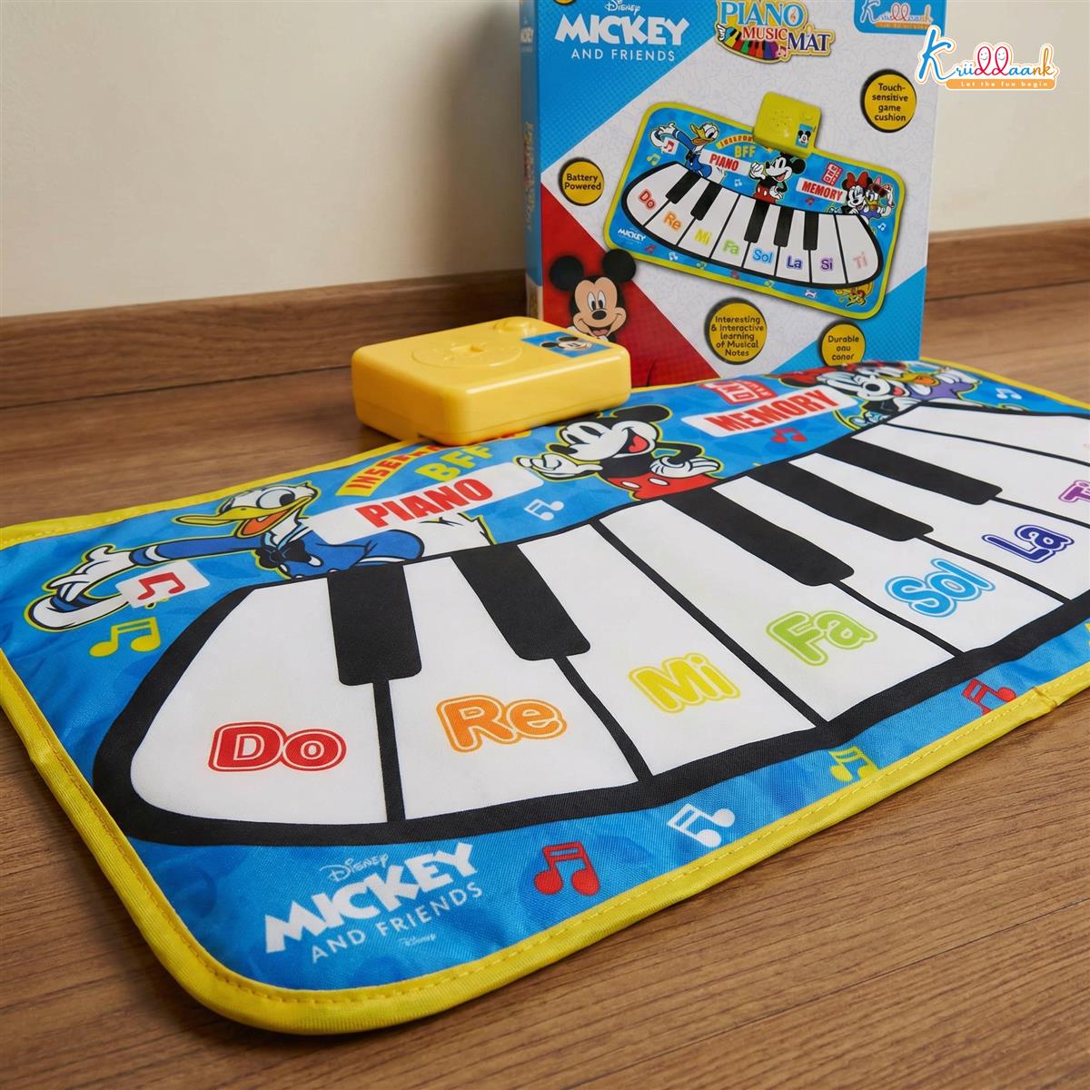 Disney Mickey Mouse Piano Music Play Mat - Interactive Musical Floor Mat with 8 Piano Keys & 3 Function Keys - Portable & Educational Learning Toy for Toddlers and Kids Ages 3+