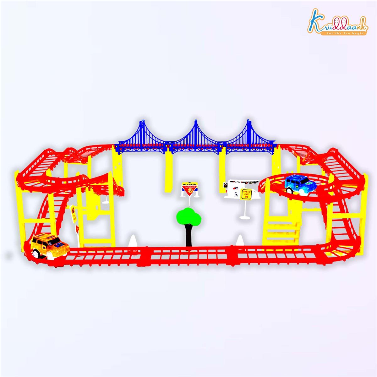 Avenger Theme Car Track Playset with Diecast Metal Car - 41 Piece Portable Racing Track Set for Kids Age 3+ - Customizable DIY Marvel Inspired Super Hero Race Track Toy - Battery Operated Action