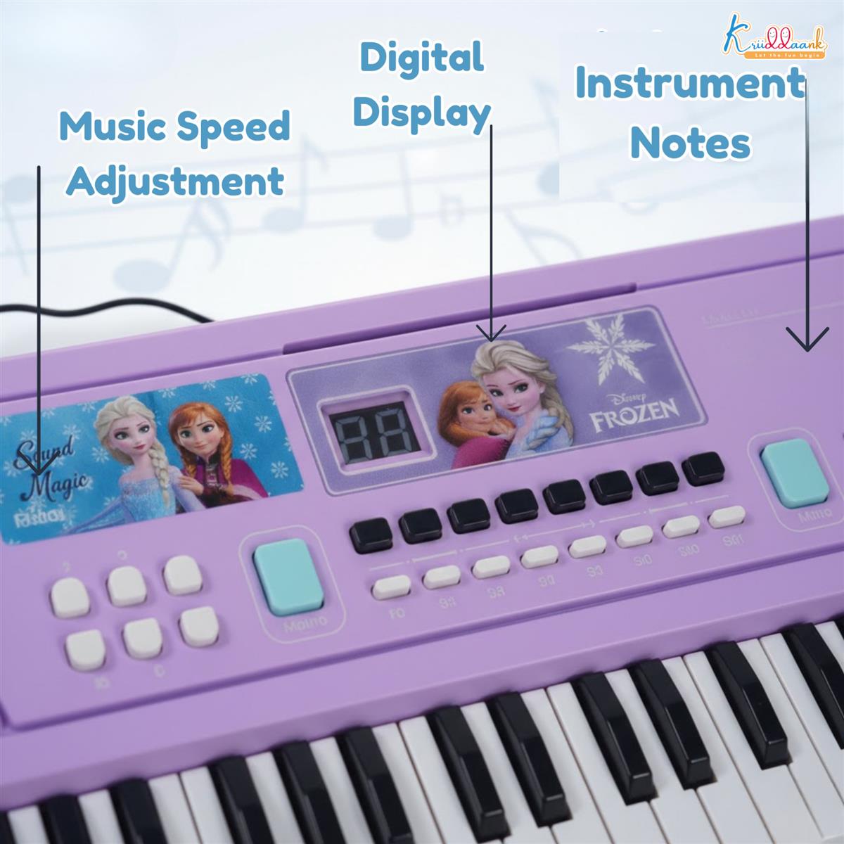 Frozen Keyboard Piano for Kids - 61 Scale Organ Keys Digital Musical Toy with Microphone, 16 Tones, 10 Rhythms, Recording & Playback, USB & Battery Powered, Learning Gift for Girls Age 3+