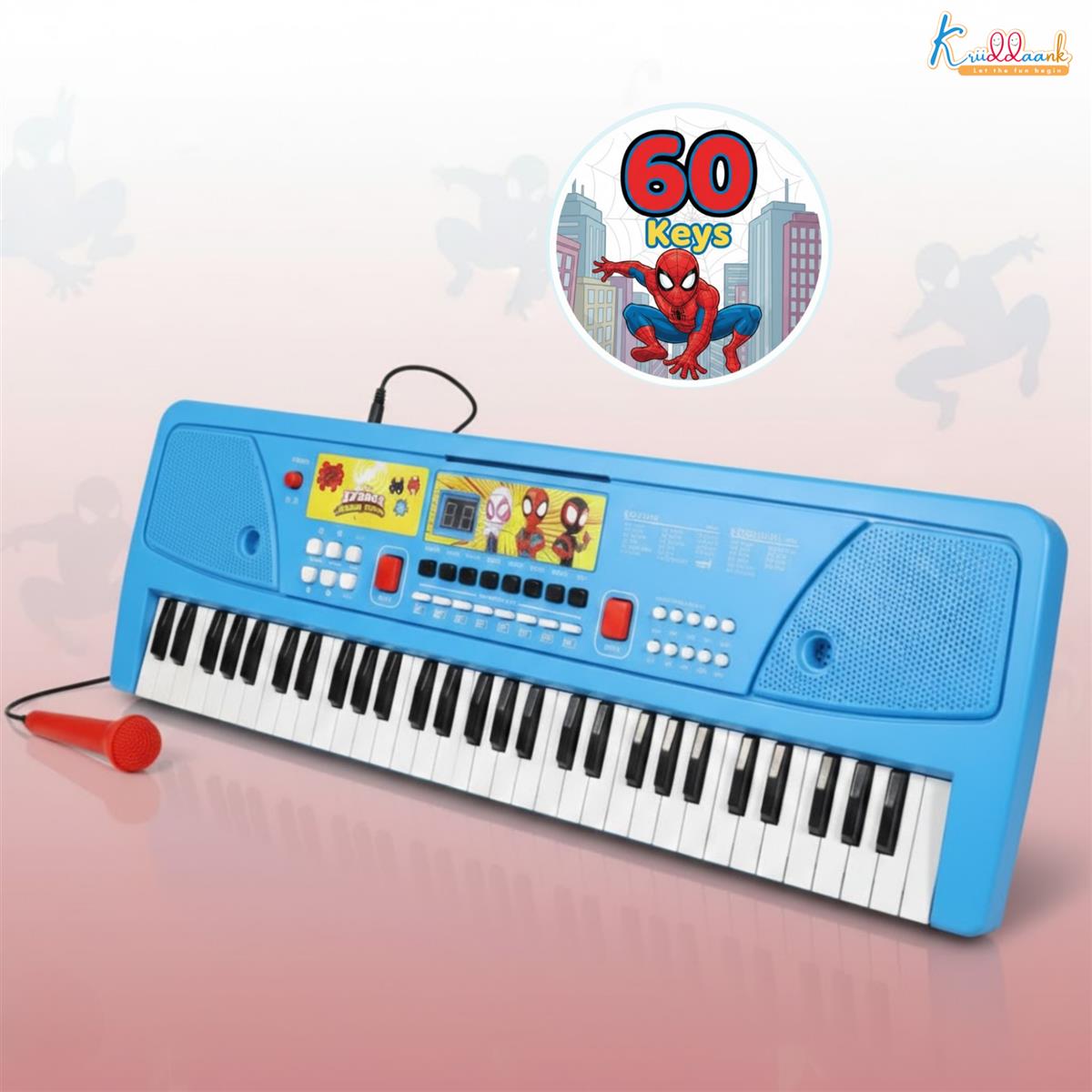 Spiderman Keyboard Piano for Kids - 50 Keys Electronic Organ with Microphone, 16 Rhythms, 8 Instrument Sounds & 16 Tones, USB/Battery Powered Musical Learning Toy for Boys & Girls 3+ Years Old