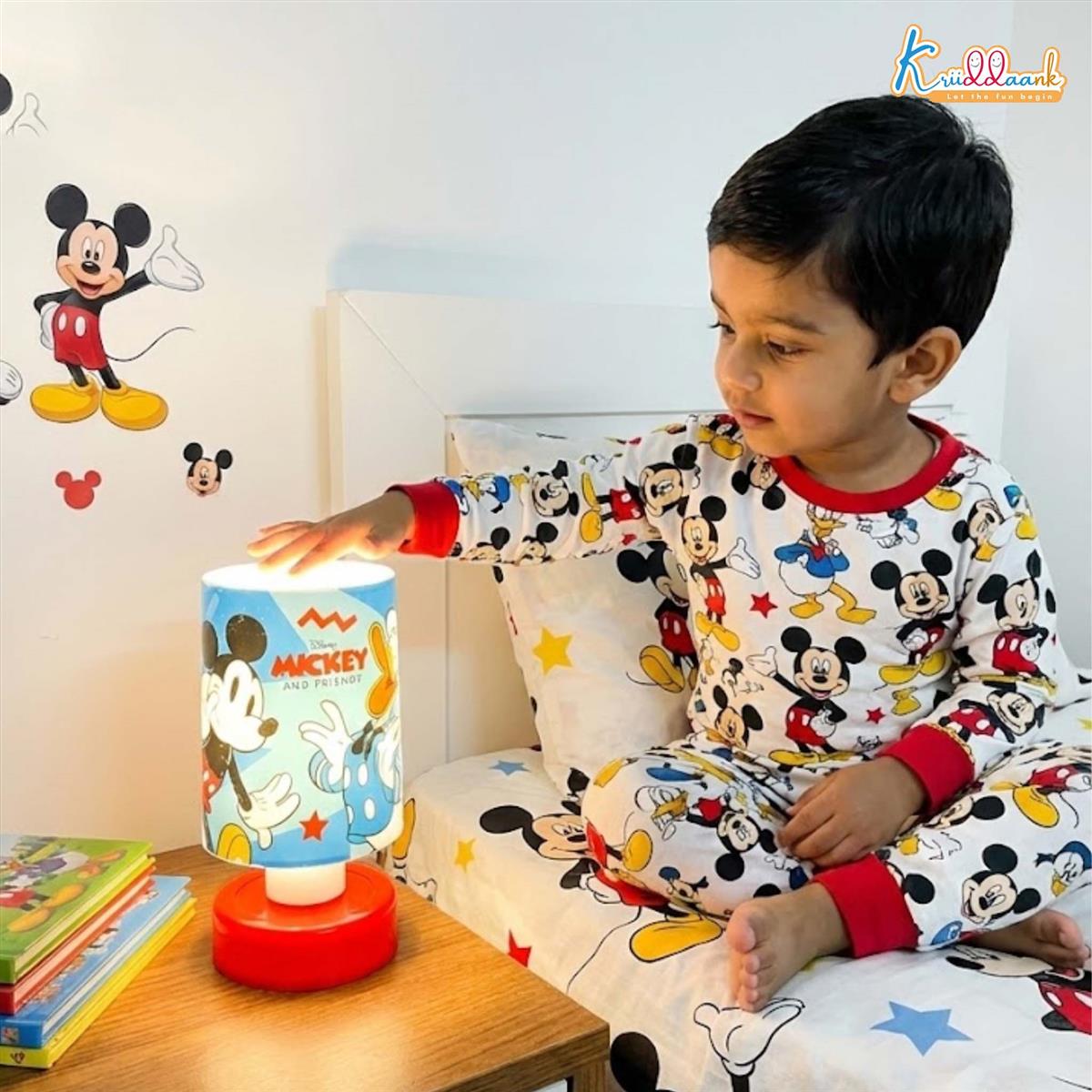 Kriiddaank Mickey Mouse Themed Table Lamp - Battery Operated LED Night Light for Kids Bedroom, Push Top Glow Lamp, Portable Bedside Decor & Disney Collectible Gift for Boys and Girls, 3+ Years