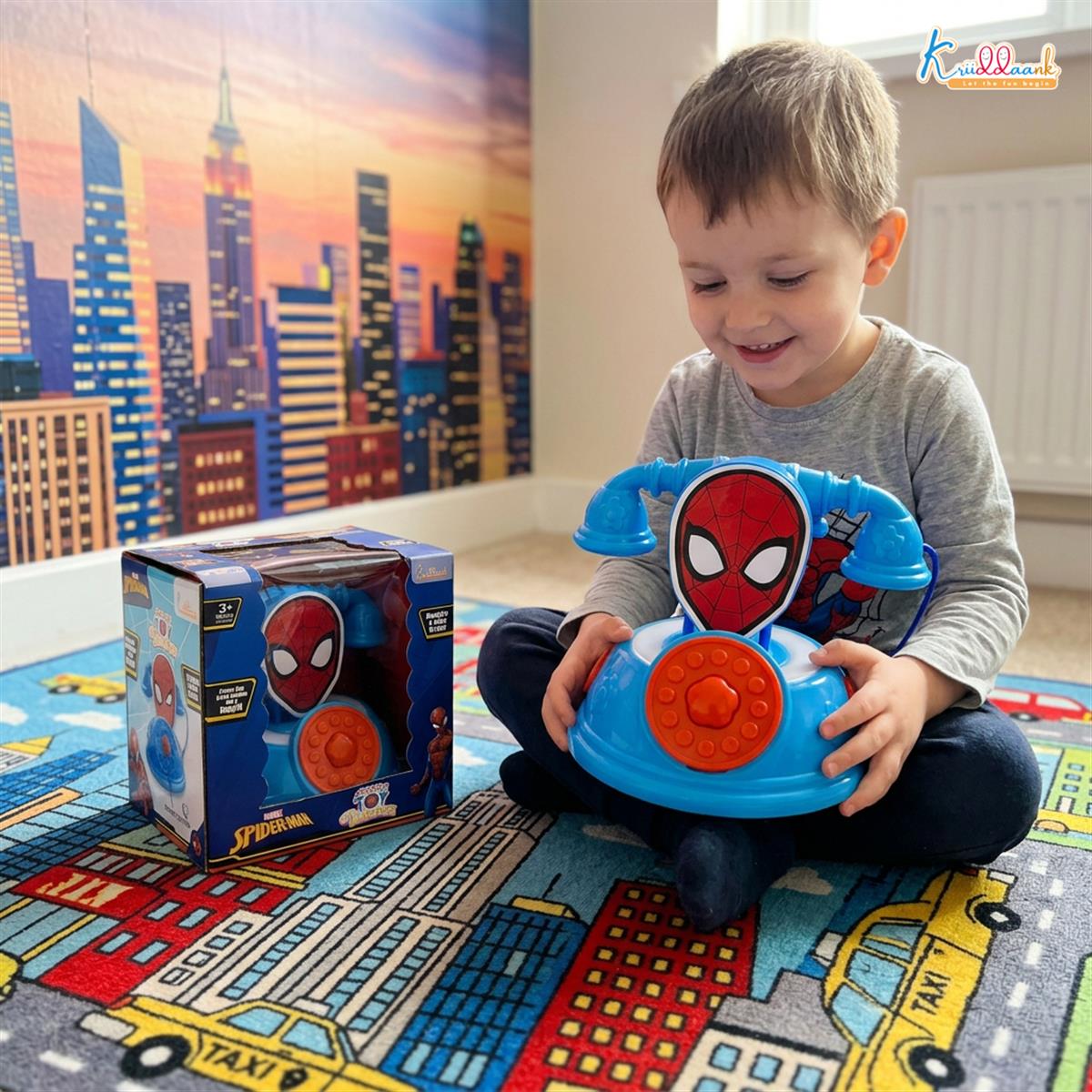 Kriiddaank Spiderman Talking Telephone Toy for Kids, Musical Pretend Play Landline Phone with Ringing Sound & Music, Interactive Learning & Educational Toy for Toddlers Boys & Girls Age 3+