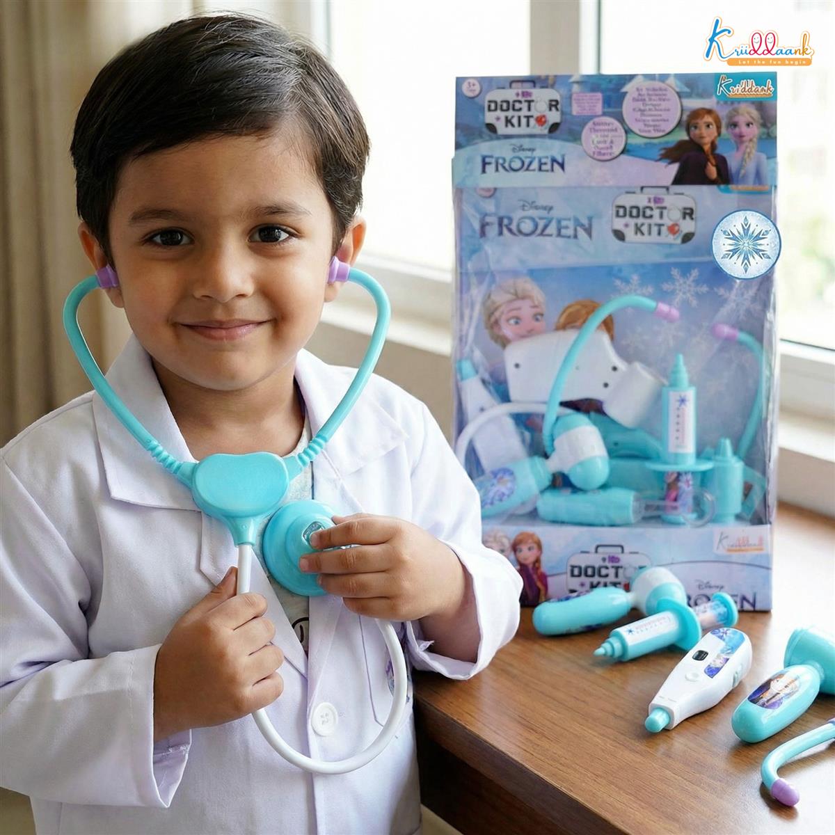 Disney Frozen Elsa & Anna Doctor Kit for Kids - 8 Piece Medical Toy Set with Light & Heartbeat Sound Effects - Interactive Pretend Play Doctor Set for Girls Aged 3+ - Safe & Educational Gift