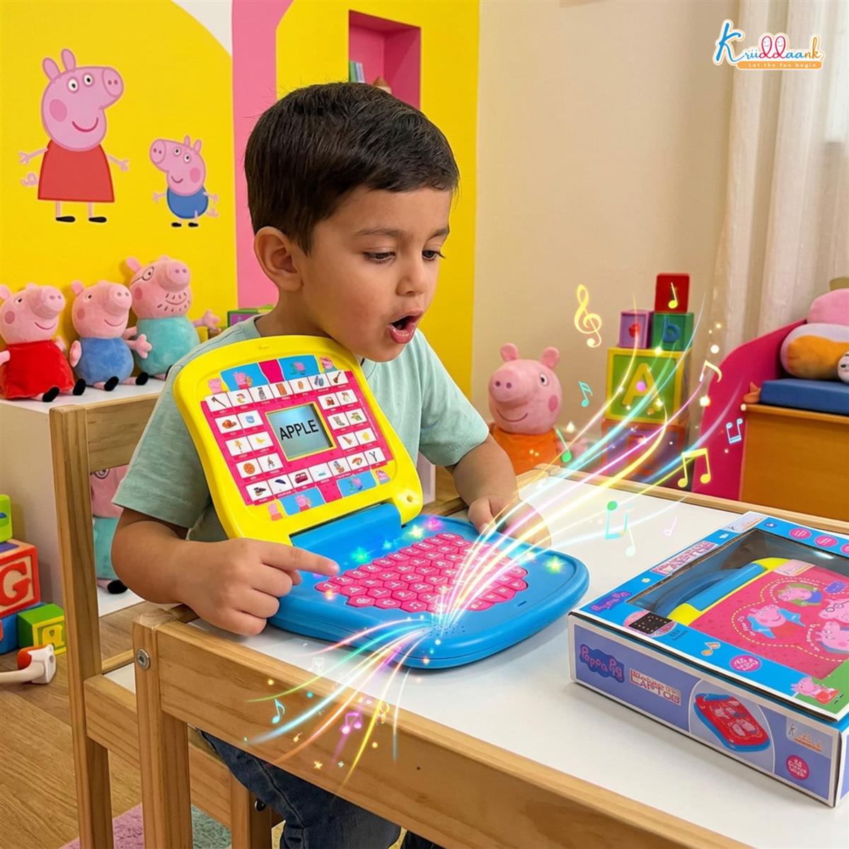 Peppa Pig Educational Laptop for Kids - Interactive Learning Toy with Screen, Music & Sounds - Pre-School Alphabet, Numbers & Word Pronunciation - Safe & Durable Electronic Toy for Ages 3+