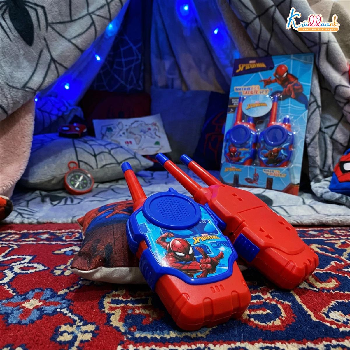 Spider-Man Inspired Walkie Talkie Set for Kids - 75m Long Range 2-Piece Communication Toy - Blue Outdoor Adventure Gear for Boys & Girls 3+ - Ideal for Camping, Hiking & Roleplay Gifts