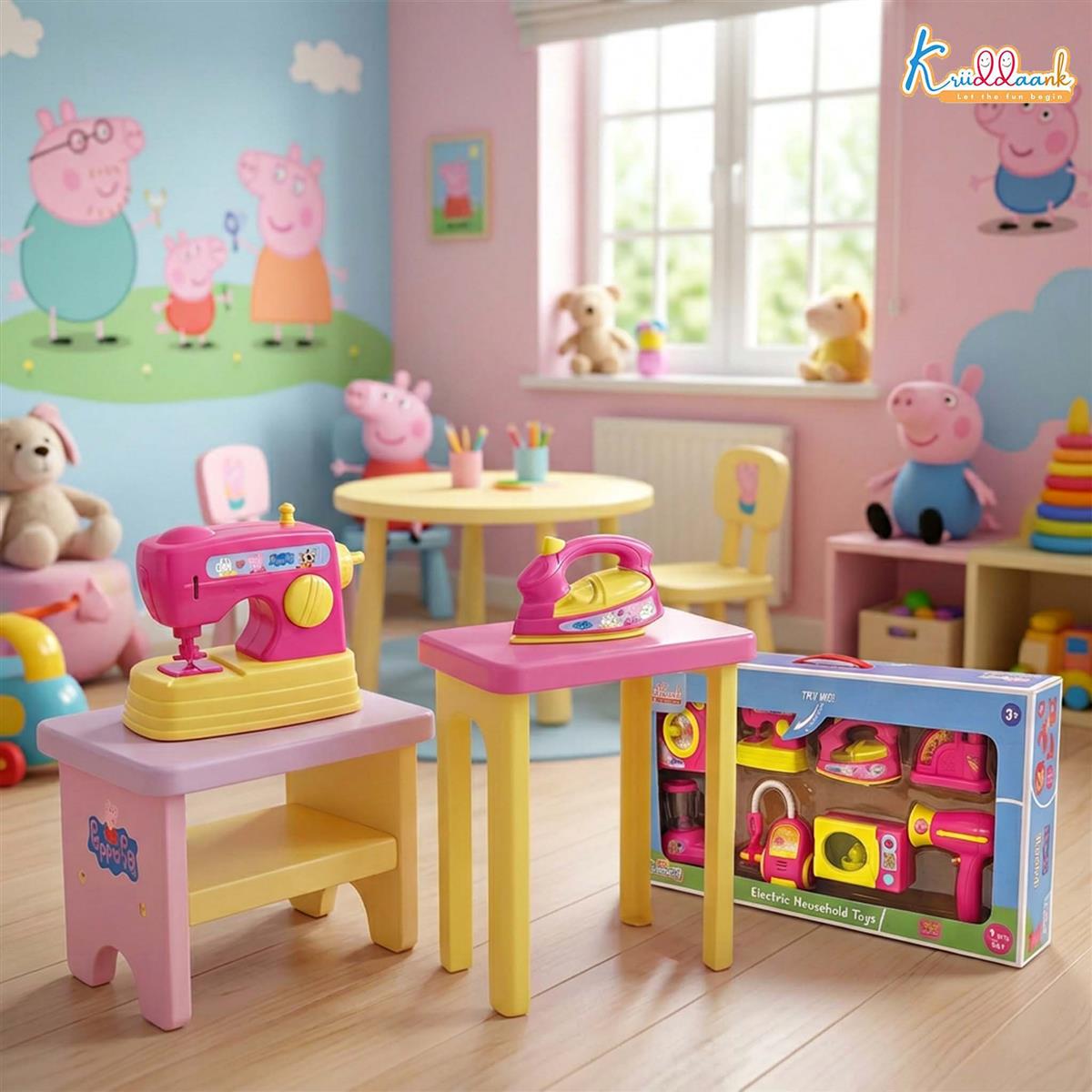 Hasbro Peppa Pig 8-Piece Household Role Play Set - Mini Home Appliances Kit with Toy Washer, Vacuum & More - Educational Pretend Play Toy for Kids Ages 3+ (Pink/Multicolor)