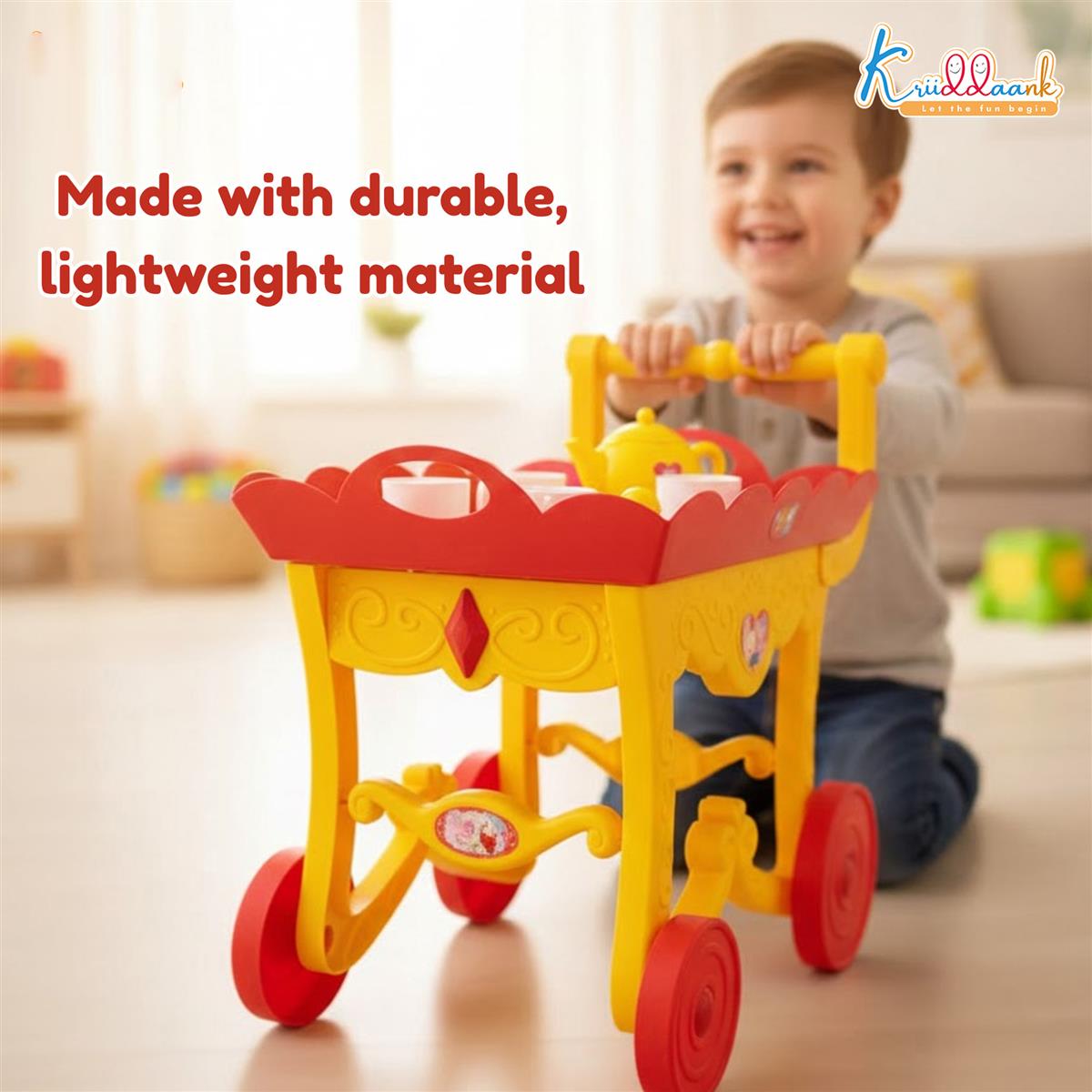 Hasbro Peppa Pig Tea Trolley Set - 32 Pcs Pretend Play Kitchen Toy with Electronic Kettle, Lights & Sound - Interactive Pink Tea Cart, Educational Gift for Kids & Toddlers Age 3+
