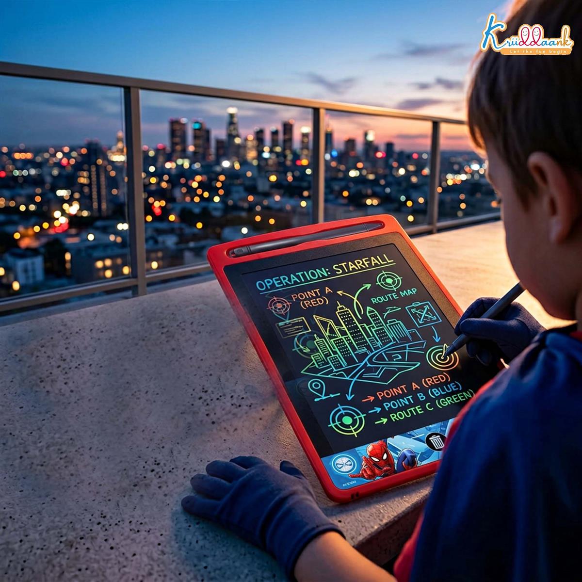 KRIIDDAANK Pack of 4 LCD Writing Tablet 8.5 Inch Colorful Doodle Board for Kids, Educational Electronic Drawing Pad, Reusable Learning Toy & Travel Essentials for Boys & Girls (Multicolor)