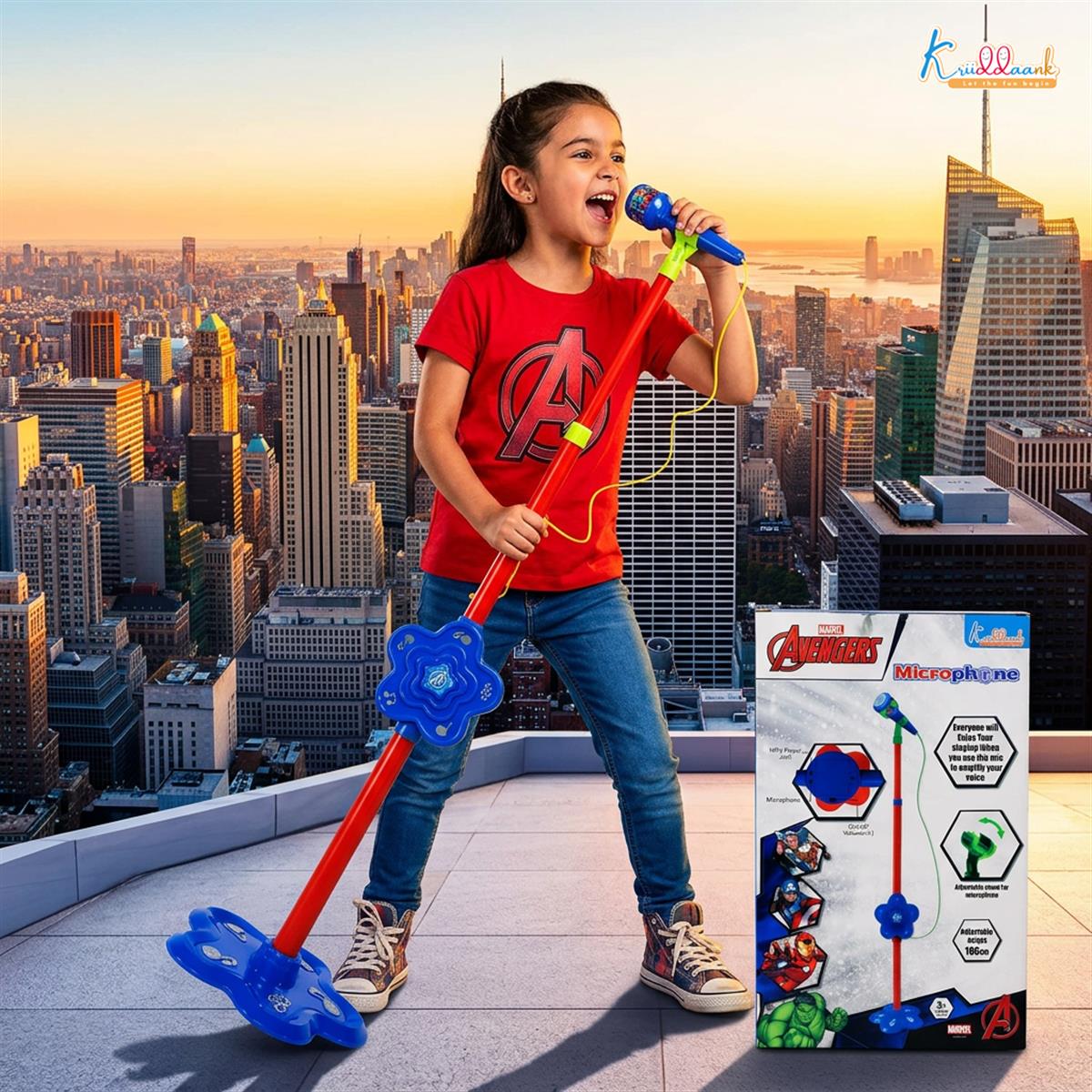 Marvel Avengers Karaoke Microphone with Adjustable Stand for Kids - Featuring Iron Man, Spider-Man & Black Panther - Bluetooth & USB Singing Toy - Musical Gift for Boys & Girls Ages 3+