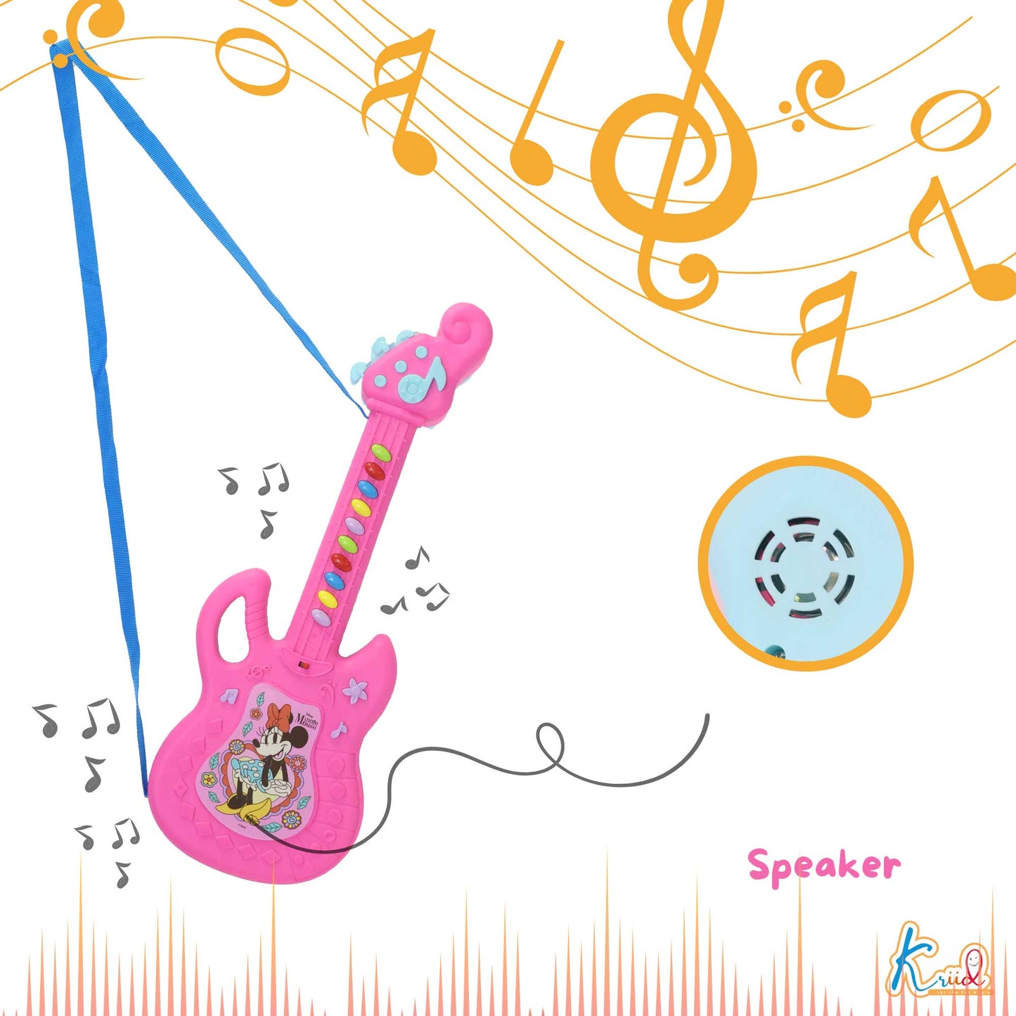 Kriiddaank  Musical Guitar MinnieToddler-Friendly Musical GuitarMinnie Mouse Sing-Along GuitarElectronic Musical Guitar for ToddlersDisney Junior Music Toy for KidsMusical Intrument
