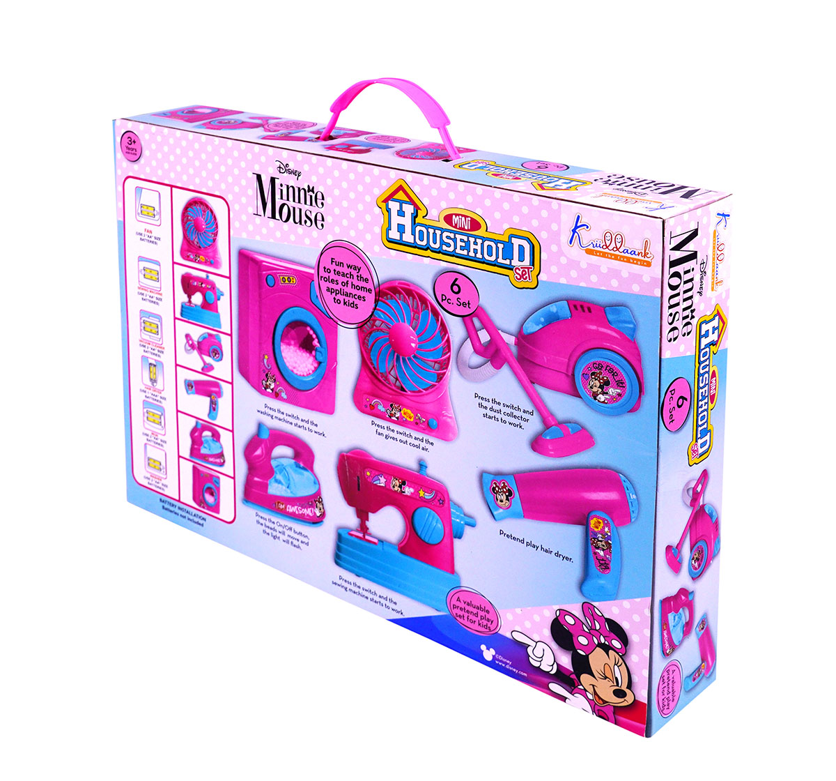 Kriiddaank  Mini Household Set- 6pc MinnieMini household cleaning set for kidsToy household cleaning accessoriesInteractive cleaning toy set for kidsMini home cleaning kit for childrenMiniature home essentials playset