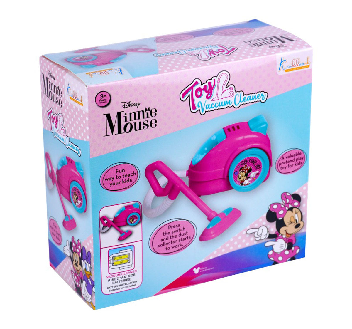 Kriiddaank VaccumCleaner-MinnieThemeHVC-100220ByDisneyLight & Sound Vacuum Cleaner ToyMinnie Mouse Pretend Play VacuumDisney Mickey Mouse Toy Vacuum with Lights & MusicToy Vacuum SetCleaning Toy for Toddlers