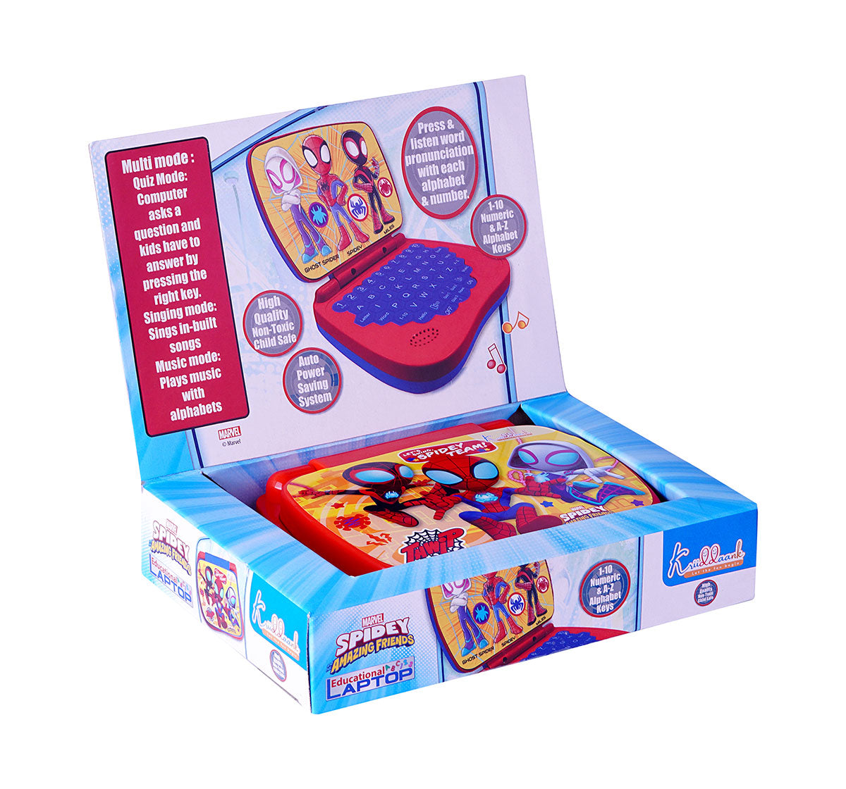 Kriiddaank  Educational Laptop LTW SpidermanSpider-Man learning toy for kidsMarvel Spider-Man toysDisney Spider-Man-themed educational toysMarvel Spider-Man kids laptopDisney Spider-Man-themed educational toys