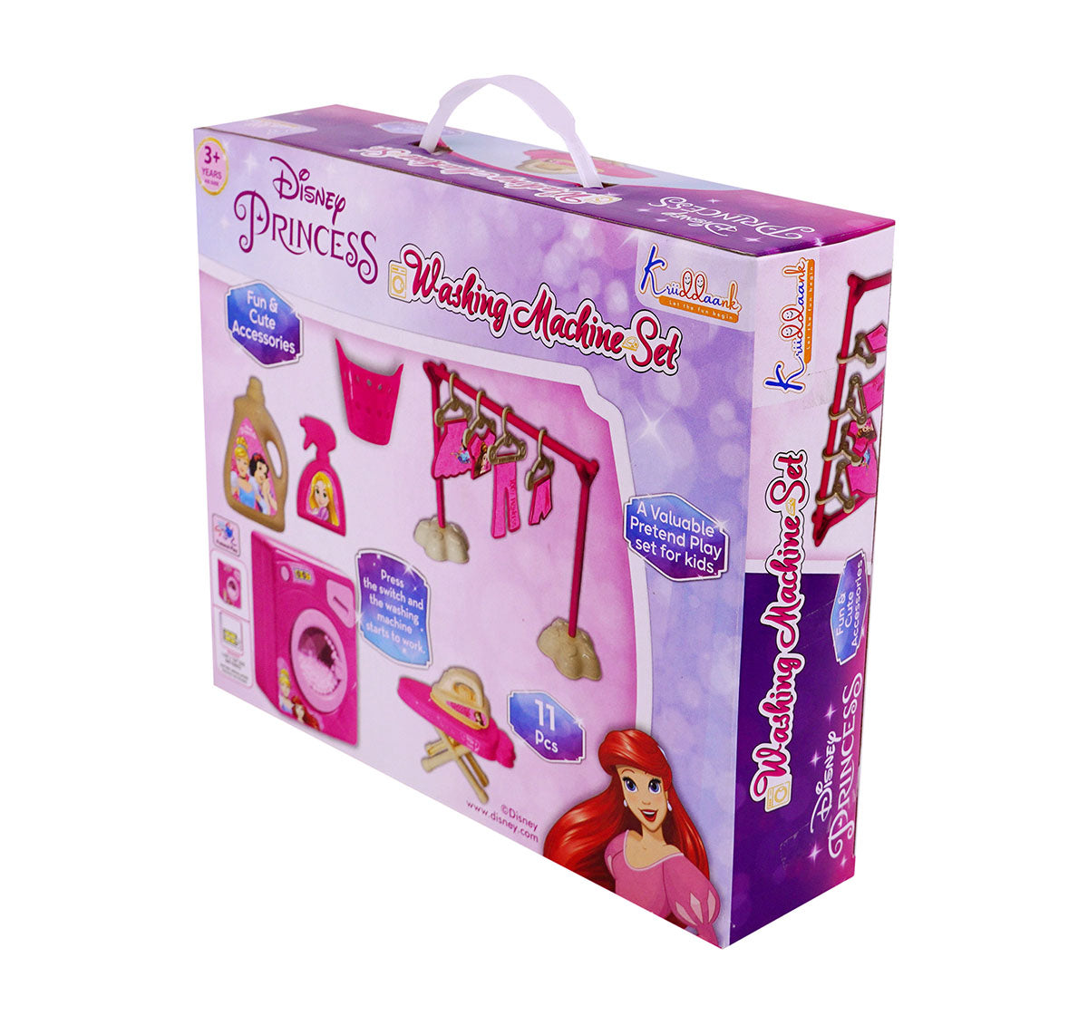 Kriiddaank WashingMachineset-PrincessThemeWMS-100610ByDisneyWashing Machine SetInteractive ToyMini Washing Machine ToyKids Cleaning ToyPretend Play Appliance