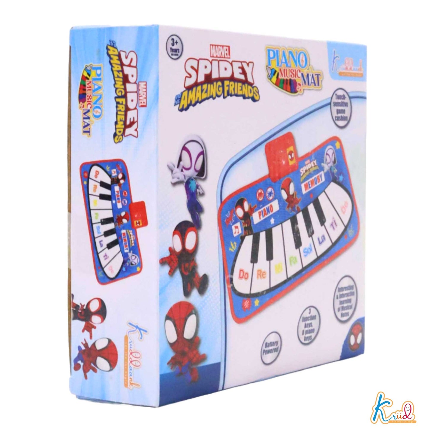 Kriiddaank  Piano Music Mat-SpidermanElectronic Keyboard Mat for KidsMusic Learning Mat for ToddlersTouch Sensitive Music MatPortable Roll-Up Piano MatRhythmic Play Mat for Kids