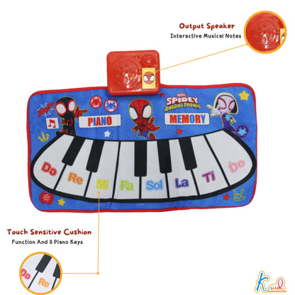 Kriiddaank  Piano Music Mat-SpidermanElectronic Keyboard Mat for KidsMusic Learning Mat for ToddlersTouch Sensitive Music MatPortable Roll-Up Piano MatRhythmic Play Mat for Kids