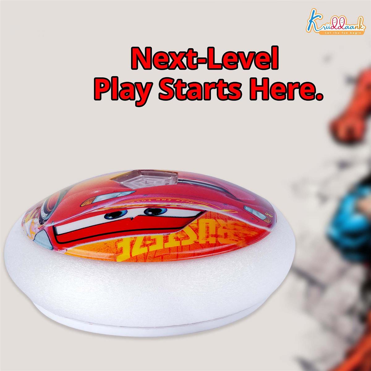 Disney Cars Hover Football for Kids - Safe Indoor Air Power Soccer Ball with LED Lights & Soft Foam Bumpers, USB Rechargeable Floating Football, Ideal Gift for Boys & Girls (Ages 3+)