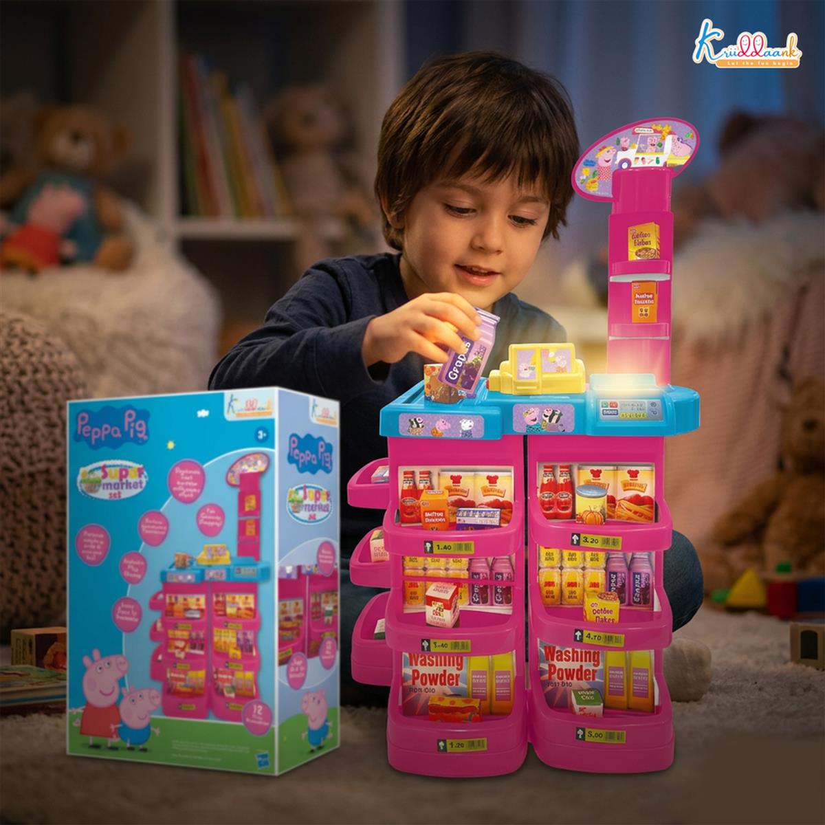 Hasbro Peppa Pig Supermarket Fun Play Set for Kids 5+ - Electronic Cash Register with Sound, Scanner, Conveyor Belt & 20 Grocery Accessories - Educational Pretend Play Toy for Girls & Toddlers