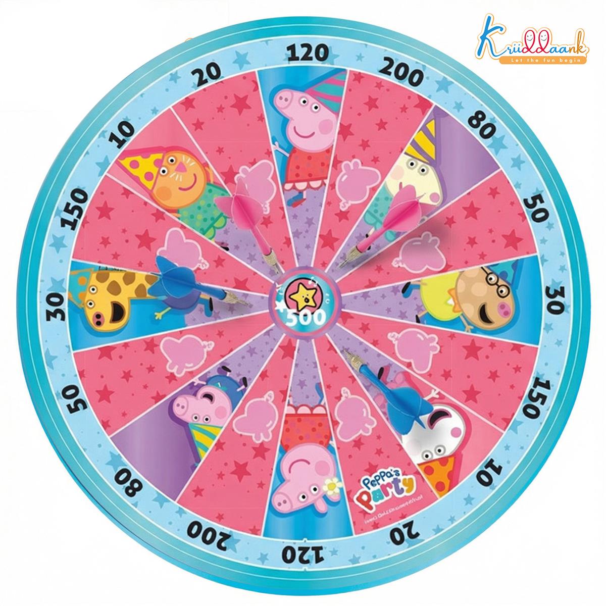 Kriiddaank Peppa Pig 2-in-1 Dartboard & Ludo Game for Kids - Safe Magnetic Indoor Target Game with Darts - Double-Sided MDF Board for Focus & Coordination - Perfect Birthday Gift for Boys & Girls