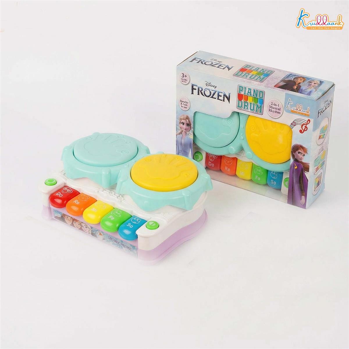 Frozen Theme Piano Drum - Elsa & Anna 2-in-1 Electronic Music Kit for Kids | Interactive Musical Toy with 3D Lights & Sound | Educational Gift for Boys & Girls Ages 3+