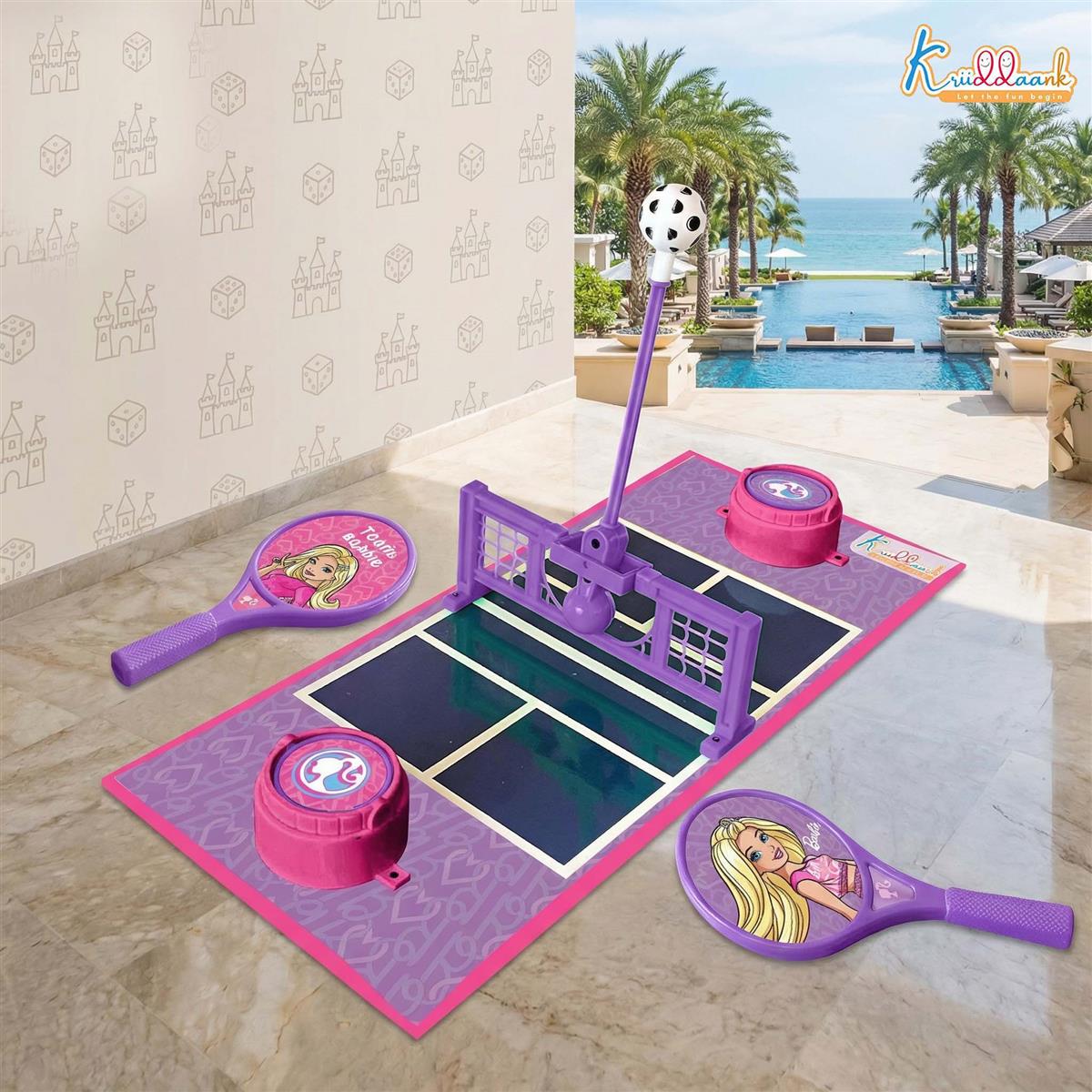 Kriiddaank Barbie Tennis Smash Sports Set for Girls, Lightweight Eco-Friendly Rackets & Ball, Indoor/Outdoor 2-Player Game, Safe & Smooth Edges, Table Top Friendly, Kids Age 3 Years+