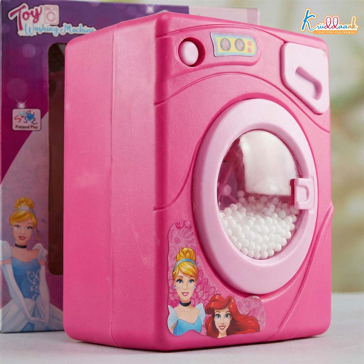 Disney Princess Interactive Family Washing Machine Toy for Toddlers - Battery Operated Housekeeping Toy with Lights & Rotating Action - Educational Pretend Play Home Appliance for Kids 3+ (Pink)