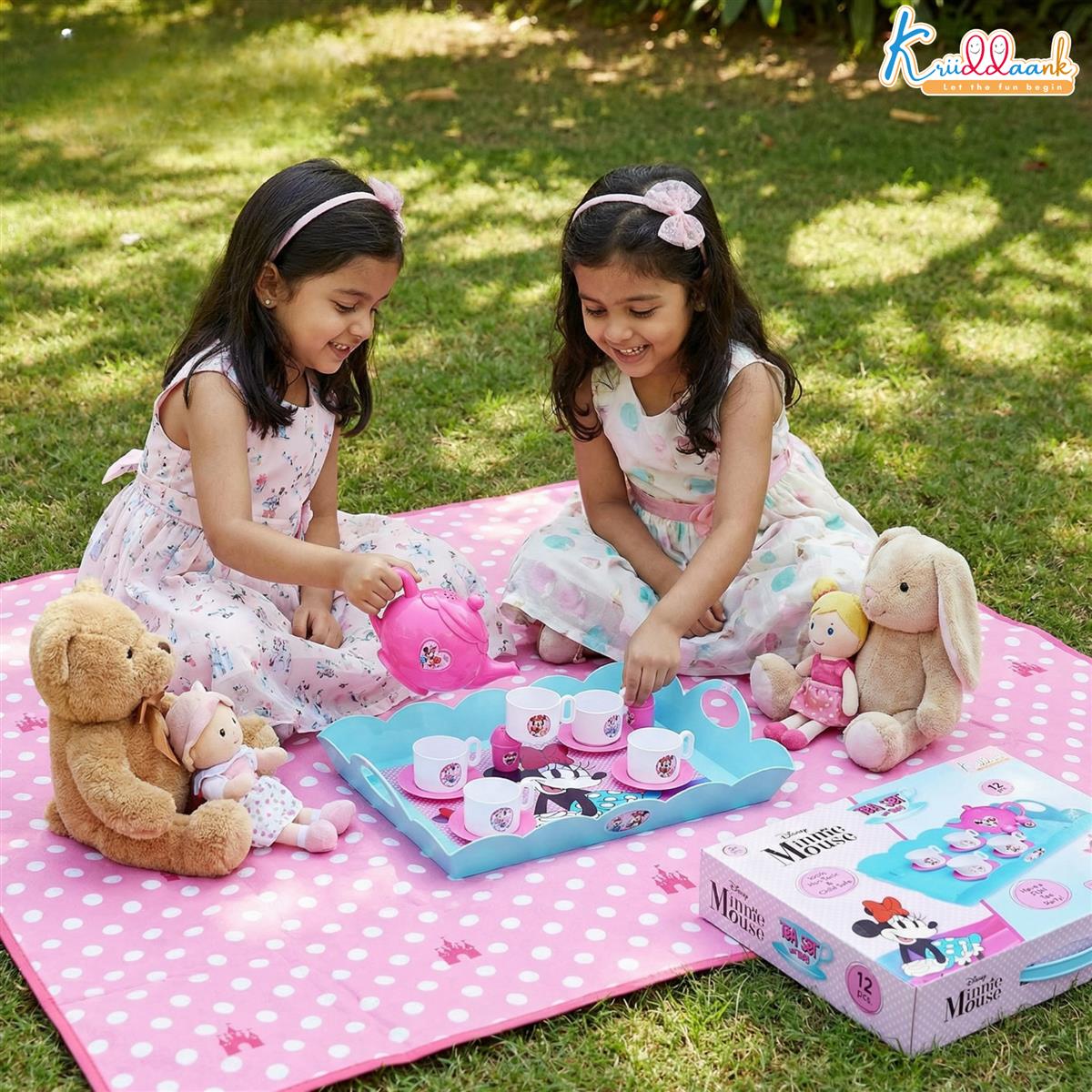 Minnie Tea Playset for Kids Aged 3+ | 12-Piece Pretend Play Tea Party Set with Electronic Kettle, Boiling Sounds & Lights | Safe & Non-Toxic Educational Kitchen Toy Gift for Toddlers