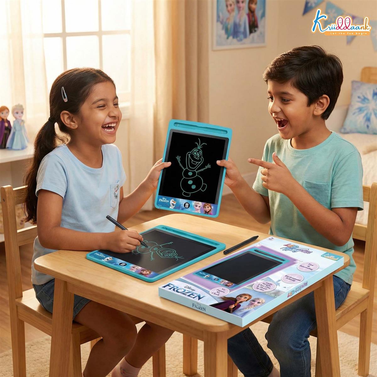 Kriiddaank 8.5" Frozen LCD Writing Tablet, Electronic Drawing Pad & Magic Slate for Kids, Toddler Travel Doodle Board with Lock Function, Portable Birthday Gift for 3-9 Year Old Boys & Girls, Blue