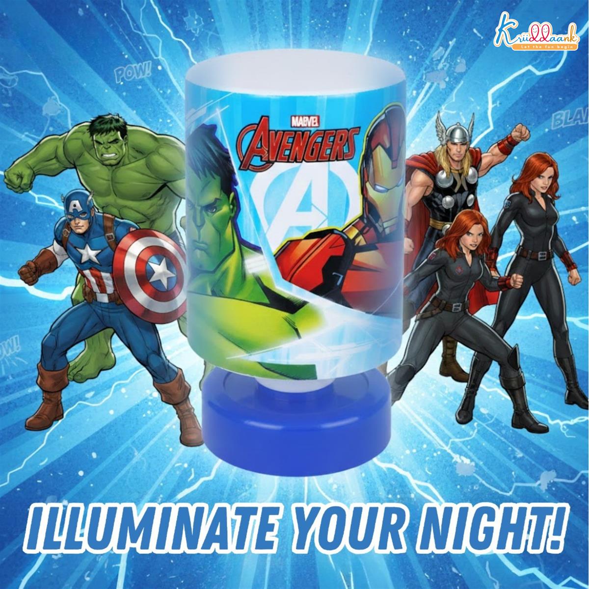 Marvel Avengers Theme LED Table Lamp for Kids - Push & Glow Battery Operated Mini Desk Light for Study & Bedroom Decoration - Superhero Night Light for Boys & Girls (Red/Multicolor)