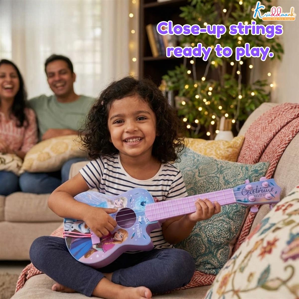 Frozen Theme Guitar (Small) for Kids - 4 String Mini Fingerstyle Musical Instrument - Short Scale Acoustic Toy Guitar - Best Educational Birthday Gift for Boys & Girls 3+ Years, Turkish Blue